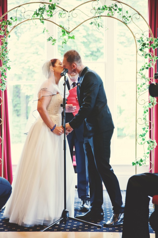 Nicola & Richards Wedding day at The Dunedin Club, Dunedin, NZ. The kiss!