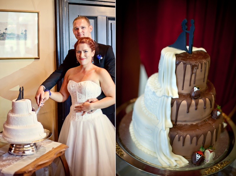 Nicola & Richards Wedding day at The Dunedin Club, Dunedin, NZ. Cutting the cake